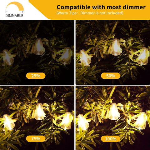 String lights with varying brightness levels on a dark background