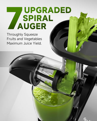 Juicer Machine – Cold Press Slow Masticating Juicer for Fruits & Vegetables, BPA Free Juice Extractor with 2 Cups & Brush