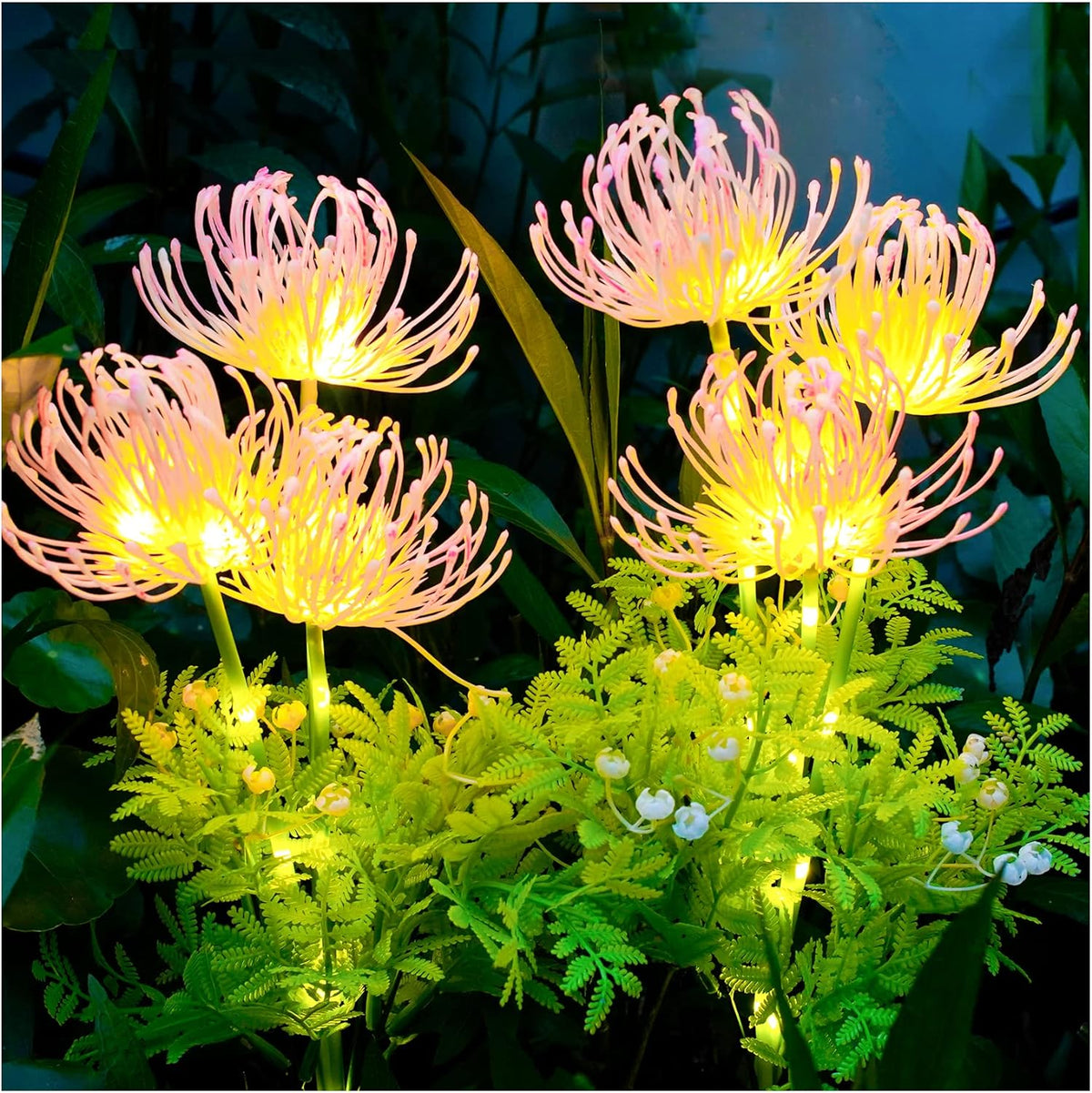 Solar Garden Lights Outdoor, LED Glowing Flower & Stem (2 Pack)
