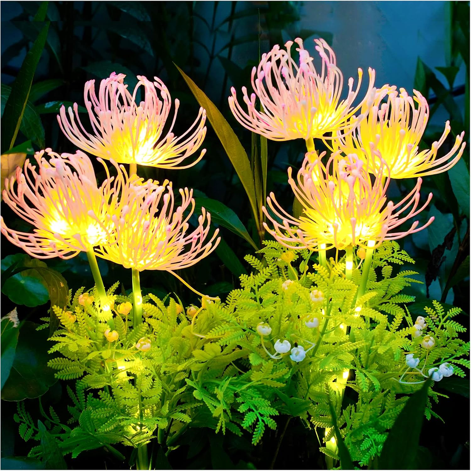 Solar Garden Lights Outdoor, LED Glowing Flower & Stem (4 Pack)