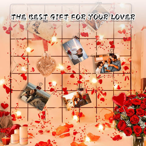 Valentine Heart Fairy String Lights 10ft with Red LED Glow – Battery Powered Romantic Decor