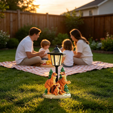 Solar Dinosaur Statue, Waterproof Resin Garden Sculpture, Outdoor Light 1pc