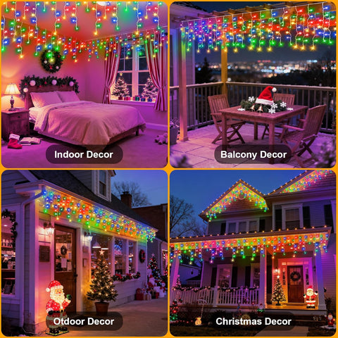 cshare Icicle Lights Outdoor 20M 480 LEDs Multicoloured Waterproof