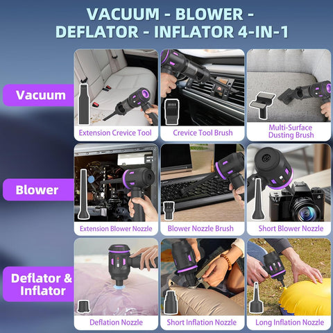 JEMORA Handheld Vacuum Cleaner Black 22000Pa Cordless Car & Home