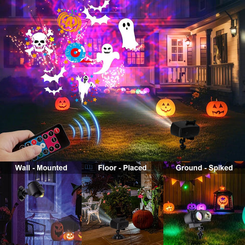 COOLWUFAN Halloween & Christmas Projector Lights Outdoor Indoor – 3D Ocean Wave LED Projector with Remote, 20 HD Effects, IP65 Waterproof, 5m Cable for Garden, Yard & Party Decor