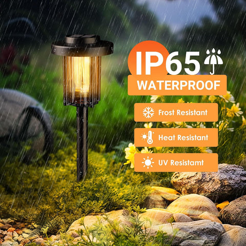 Solpex Solar Lights Outdoor Garden, 6 Pack LED Solar Powered Garden Lights, Waterproof Pathway Lighting for Patio, Landscape, Walkway(Warm White) [Energy Class A]