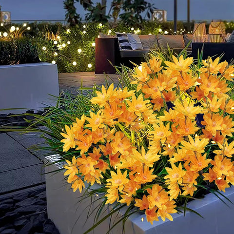 QINER Solar Lights Garden Ornaments Outdoor Flower, 3 Pack 36 LED Garden Lights Solar Powered Waterproof IP65, 2 Modes Peach Blossom Landscape Lighting Creative Pathway Stake for The Patio, Yard, Lawn