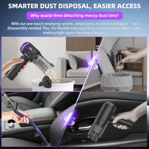 JEMORA Handheld Vacuum Cleaner Black 22000Pa Cordless Car & Home