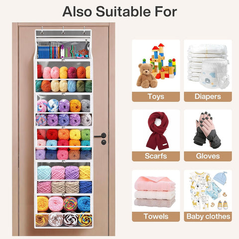 Hanging Yarn Storage Organizer with 5 Zipper Closure Compartments