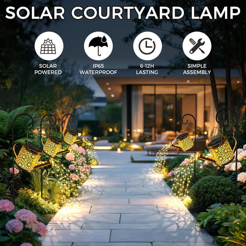 CNMTCCO Solar Watering Can Lights Outdoor Garden, Waterproof LED Fairy String Lights, Hanging Metal Lantern Ornaments for Yard Lawn Pathway Patio Decor, Birthday Gifts for Women Mom