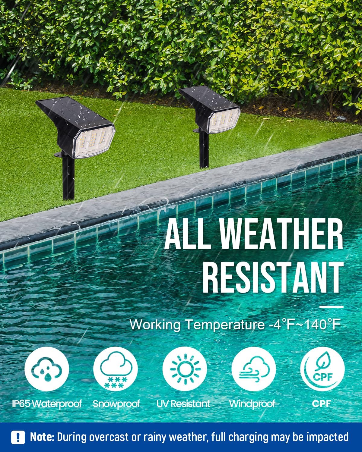 AUDERWIN Solar Spot Lights Outdoor Waterproof, 4 Packs, Warm White