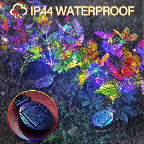 2PCS Solar Swaying in Wind Butterfly Lights, Colored Light Butterfly Solar Stake Flowers Lights IP44 Waterproof for Yard Garden Pathway