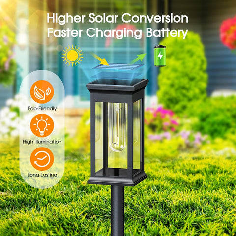 KOOPER Solar Lights Outdoor Garden, 4 Pack Upgraded Garden Lights Solar Powered Waterproof, Auto On/Off Outdoor Light for Yard Pathway Patio Decorative Lawn