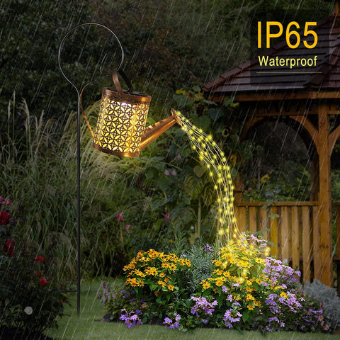 Brown Solar Watering Can LED String Light Garden Art Outdoor Lamp