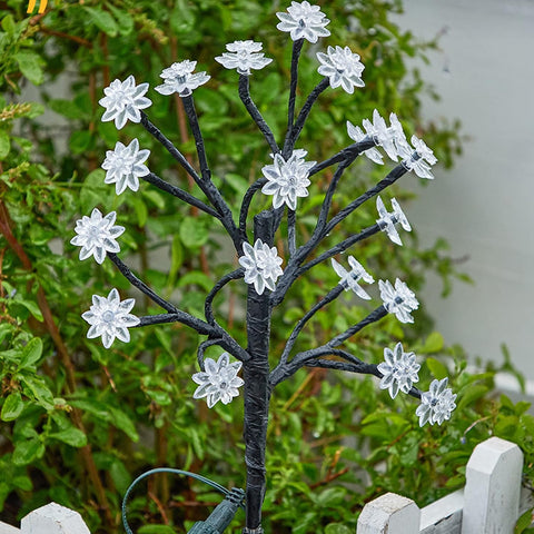 Pathway Lighting, Solar Garden Lights Waterproof Solar Powered Cherry Blossom Lights Multi-Color Garden Stake Light for Yard Patio 4Pcs