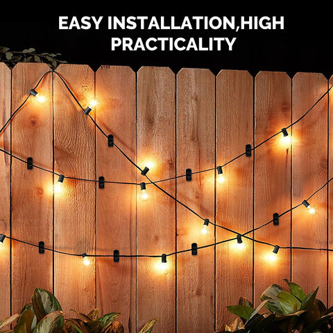 BQMEZRNUS 50 Pack Q-Hanger Screw-In Hooks with Safety Buckles – Black PP and Stainless Steel Hooks for String Lights, Plants, Garden, Garage & Party Decorations