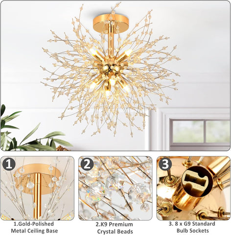 Gold chandelier with detailed design elements on a white background
