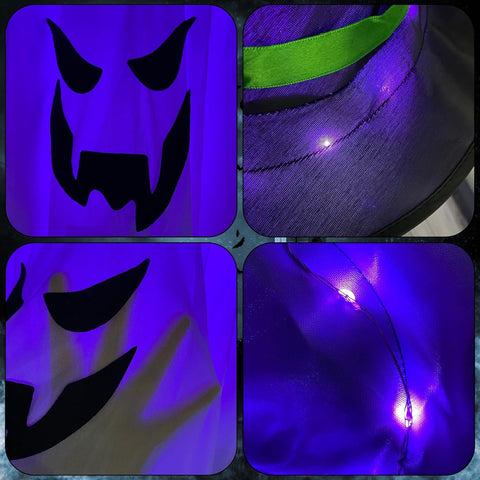 Jsdoin Halloween Hanging Ghost Lights – Battery Powered LED Grim Reaper Skull & Wizard Hat Decorations, Waterproof Spooky Garden Lights for Trees, Doors, Yards & Halloween Parties