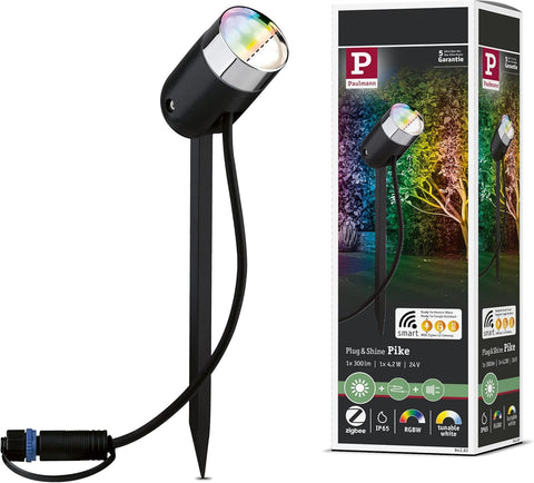 Paulmann Plug & Shine LED Garden Spotlight, Pike, 4.5W, 3000K, Anthracite