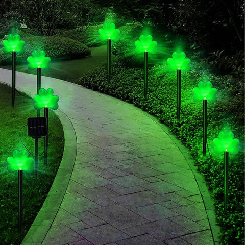 St Day Shamrocks Lights Stake Lights Shamrock Solar Powered