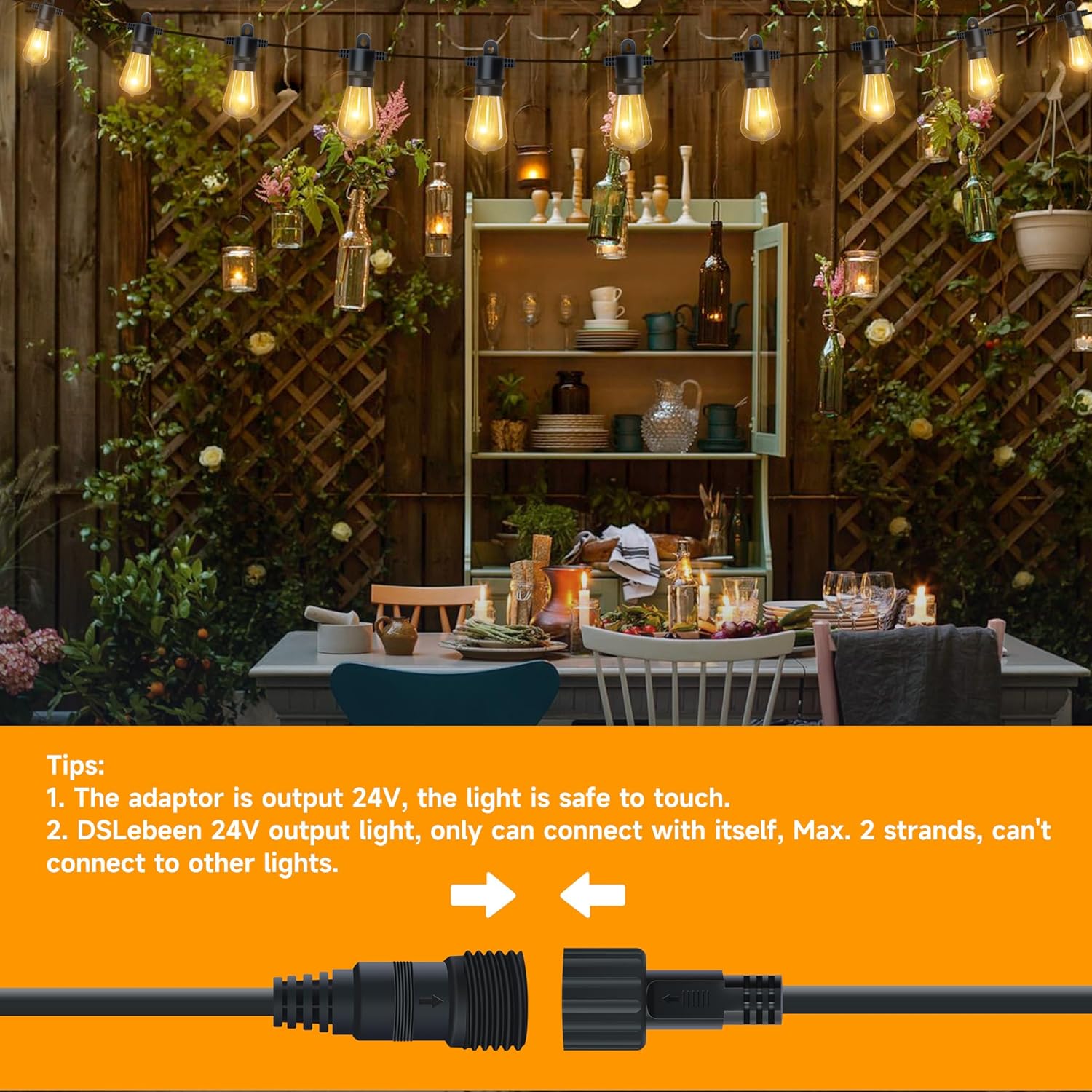 Festoon Lights Outdoor Garden: 48FT/15M ST38 LED String Lights Mains Powered with Timer Function, 19+1 Bulbs Connectable Decorative Warm White Lighting 2700K for Outside Patio Gazebo Porch 