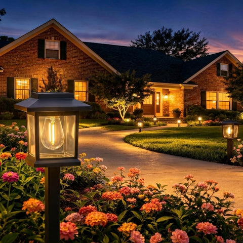 Solar Lights Outdoor Garden, 4 Pack Garden Pathway Stake Lights