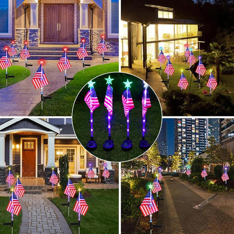 Garden Lights Waterproof Flag Lighting for 4th of July