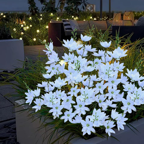 2 Pack Rose Solar Flower Outdoor Lights, Waterproof IP65 Garden Light, Rose Petal Design for Patio, Yard, Fence, Garden Ornament，Mother Birthday Gifts.（Champagne White ）