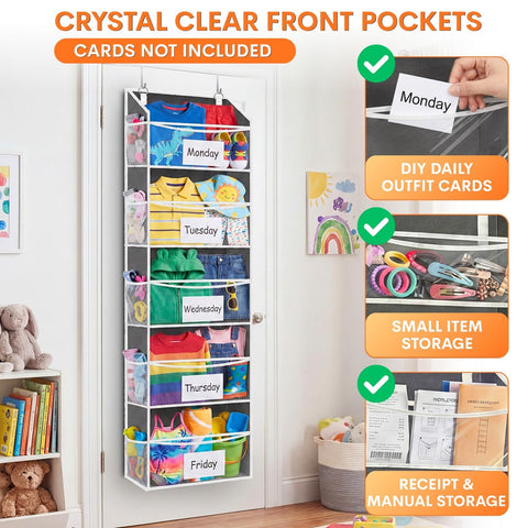 Ofiray-Home Over The Door Storage Organiser – 5-Tier, 10 Compartments, Pink Hanging Storage with 10 Side Pockets