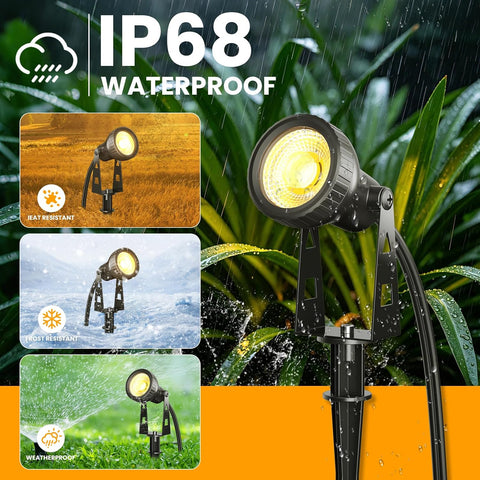 Kawaya 4-in-1 Mains Powered Garden Spike Lights 14M, IP68 Waterproof