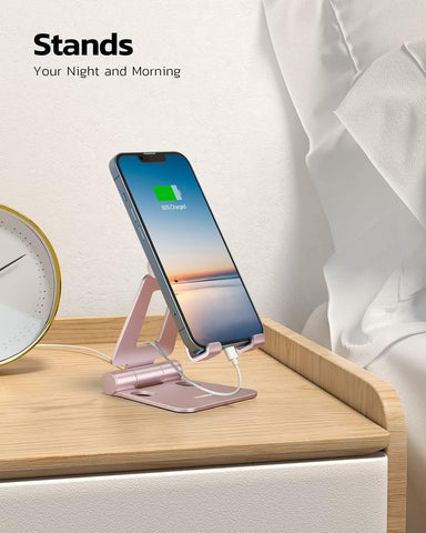 Adjustable Foldable Phone Stand for Desk Rose Gold