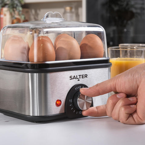 Electric Multi Egg Boiler 8 Egg Capacity Cooker with Poaching Trays, 500W Silver