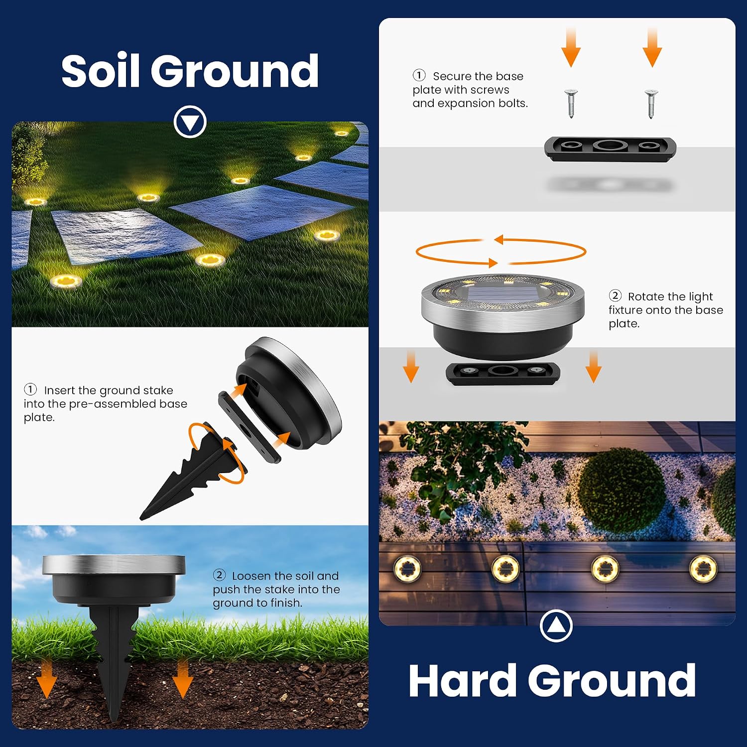 Solpex Solar Lights Outdoor Garden, Solar Powered Ground Lights, IP65 Waterproof Garden Lights for Yard, Patio, Pathway (Warm White,16 Pack)