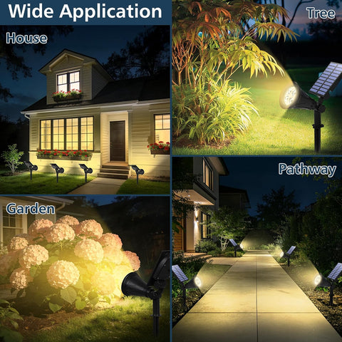 T-SUNUS Solar Garden Spotlights, 4 LED Yellow Solar Lights for Pathway Yard