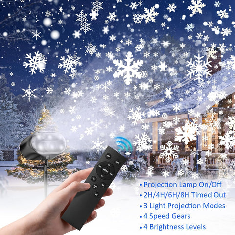 Christmas LED Snowflake Projector Lights – Large Outdoor Moving Snowfall Light
