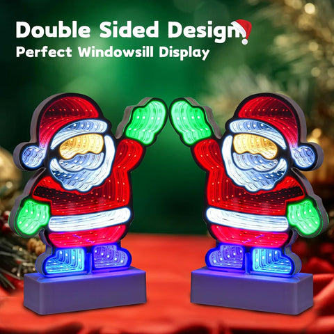 Christmas Infinity Lights Mini Santa Claus Table Decoration – Multicolor LED