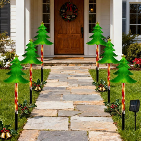 Solar Christmas Decorations Outdoor 5 Piece Ambient Lighting Stakes