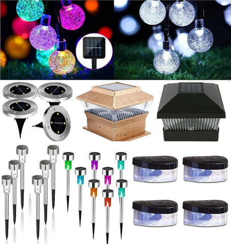 Optimal Products Solar Decking Motion Sensor Garden Lights Wall Patio Fence Waterproof LED Light Post Lights Dec Lights Stake Lights (26ft White 50 Led Light)