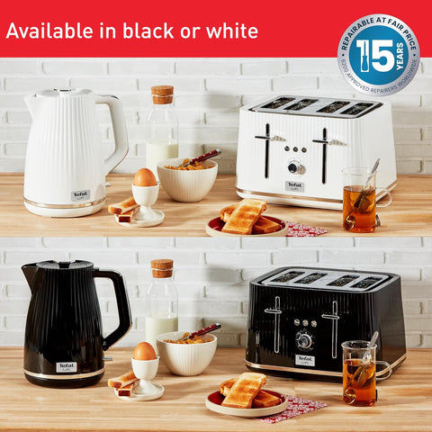 White 4-Slot Toaster 1700W | Extra Wide Slots, 7 Browning Levels, High-Lift Lever, Even Toasting, Removable Crumb Tray