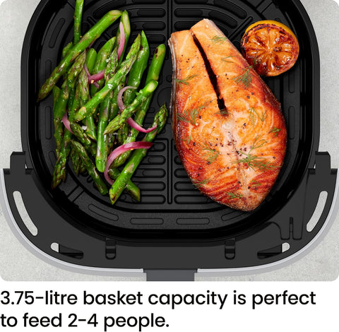 Air Fryer 3.75L – Compact Hi-Fry Technology for Crisp Results, Easy-View Window, 4 Presets, Touch Controls – Black