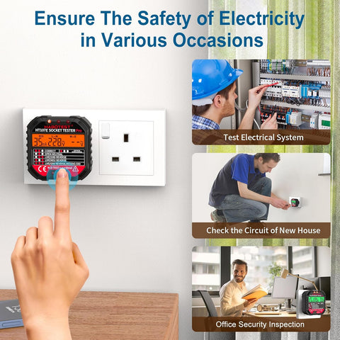 Socket Tester RCD Plug Outlet Tester LCD Display 90-250V Electrical Circuit Polarity Voltage Detector Breaker Finder – UK Plug Safety Checker