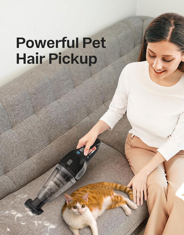 Cordless Handheld Vacuum Cleaner, Powerful Suction Portable Lightweight Mini Vacuum with 25–30Mins Long Runtime, Rechargeable Quick Charge Battery for Home, Car, Carpet, Stairs & Pet Hair Cleaning