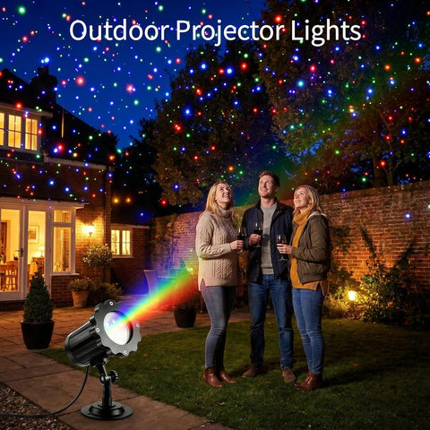QUVVYN Outdoor Christmas Laser Projector Lights – RGB Moving Starry Laser with Remote Control, Timer, IP65 Waterproof Garden & Party Decoration