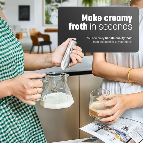 Milk Frother Stainless Steel – Portable Electric Whisk Coffee Stirrer-Silver