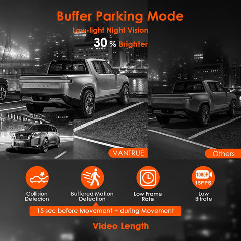 VANTRUE E2 Dual Dash Cam 2.7K Front & Rear 160° Wide Angle Black