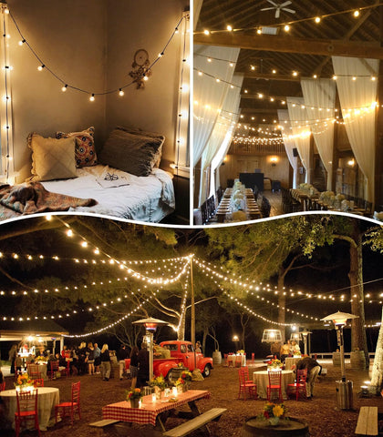 20m Outdoor Garden String Lights LED G40 Festoon Lights – 65ft Warm White Patio & Garden Lighting with Remote, Timer, Dimmable & IP44 Waterproof Bulbs