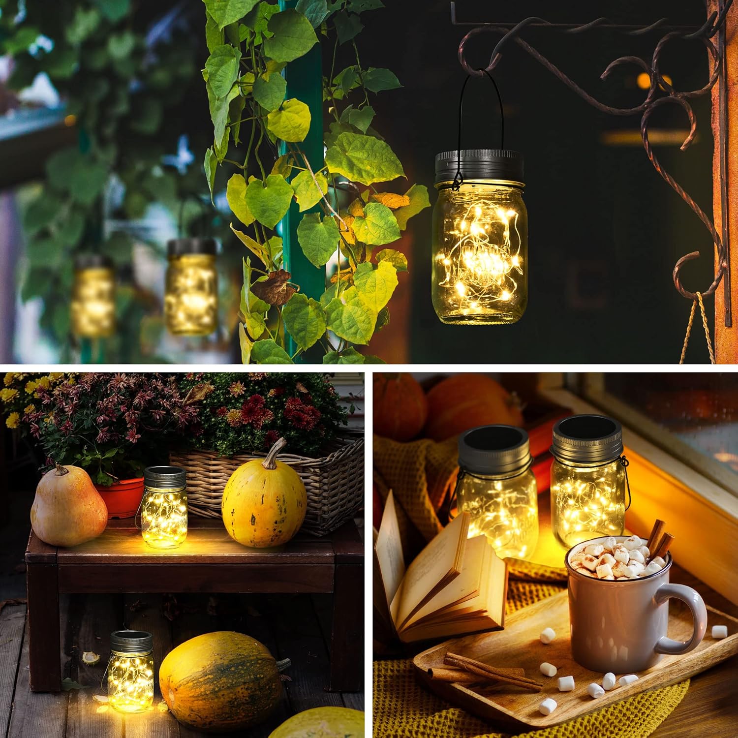 Solar-powered outdoor jar lights

