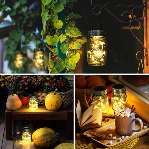 Solar-powered outdoor jar lights

