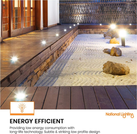 BODENN Decking Lights - Stainless Steel Outdoor Lights - Weatherproof Garden Lights - Marine Grade, Mains Operated LED Lighting - Buried Uplighters - IP67 Rated - Cool White Colour