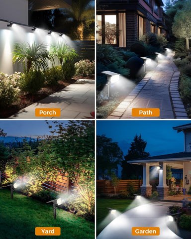 btfarm 4 Pack Solar Lights Outdoor Garden, 72 LED Solar Spot Lights 3 Modes IP65 Waterproof Garden Uplighters Solar Powered, Auto ON/Off Spotlight for Yard Driveway Pathway Landscape 6500K Cool White